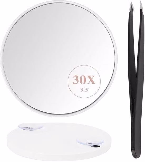 Specchio da trucco di forma rotonda e dal design bianco