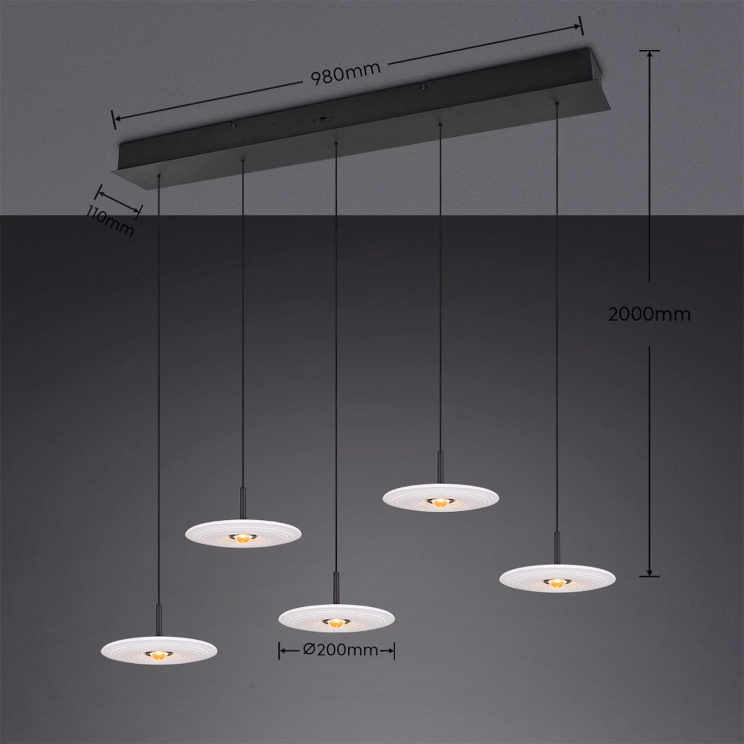 Trio Lighting Lampada a sospensione Sirena, dimmerabile, Bianco / Opale, Soggiorno / Sala da pranzo, Metallo, Lampada a sospensione