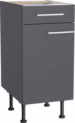 Mobile base Optifit con cassetto e anta a battente Ingvar420 LxPxA 40 x 58,4 x 87 cm antracite opaco, smontato, apertura reversibile