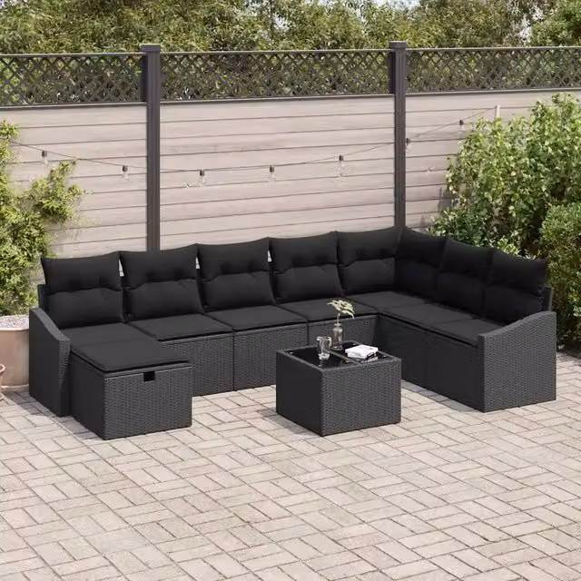Set Divano da Giardino 9 pz polyrattan 3359342