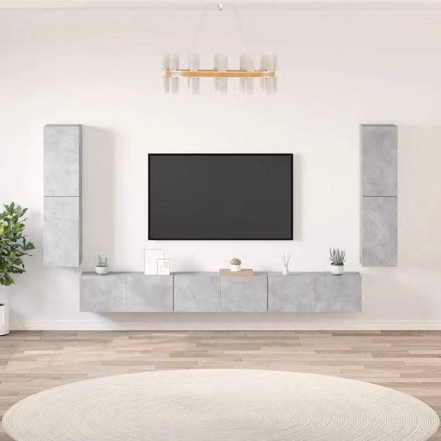 Set di Mobili Porta TV 7 pz Grigio Cemento in Legno Multistrato 3114305