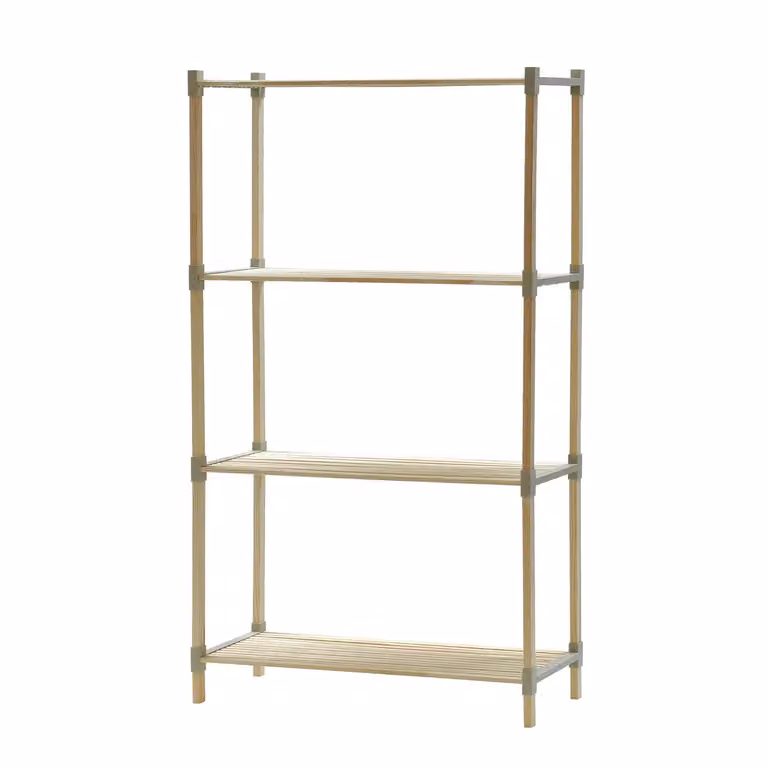 Scaffale Multiuso FixWood VESTIAMO CASA in legno di pino beige con 4 ripiani, H 117 cm x L 66 cm x P 32 cm
