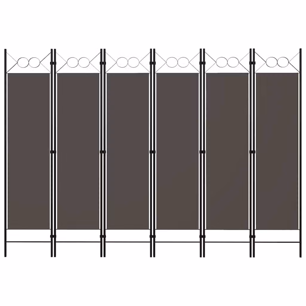 Paravento a 6 Pannelli vidaXL con Design Geometrico Moderno, Colore Antracite, L: 240 cm, H: 180 cm