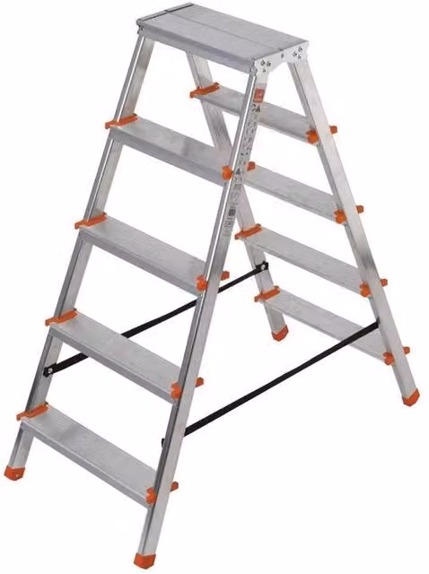 Scala a doppia salita in alluminio Stylo Gierre colore argento con 4 gradini