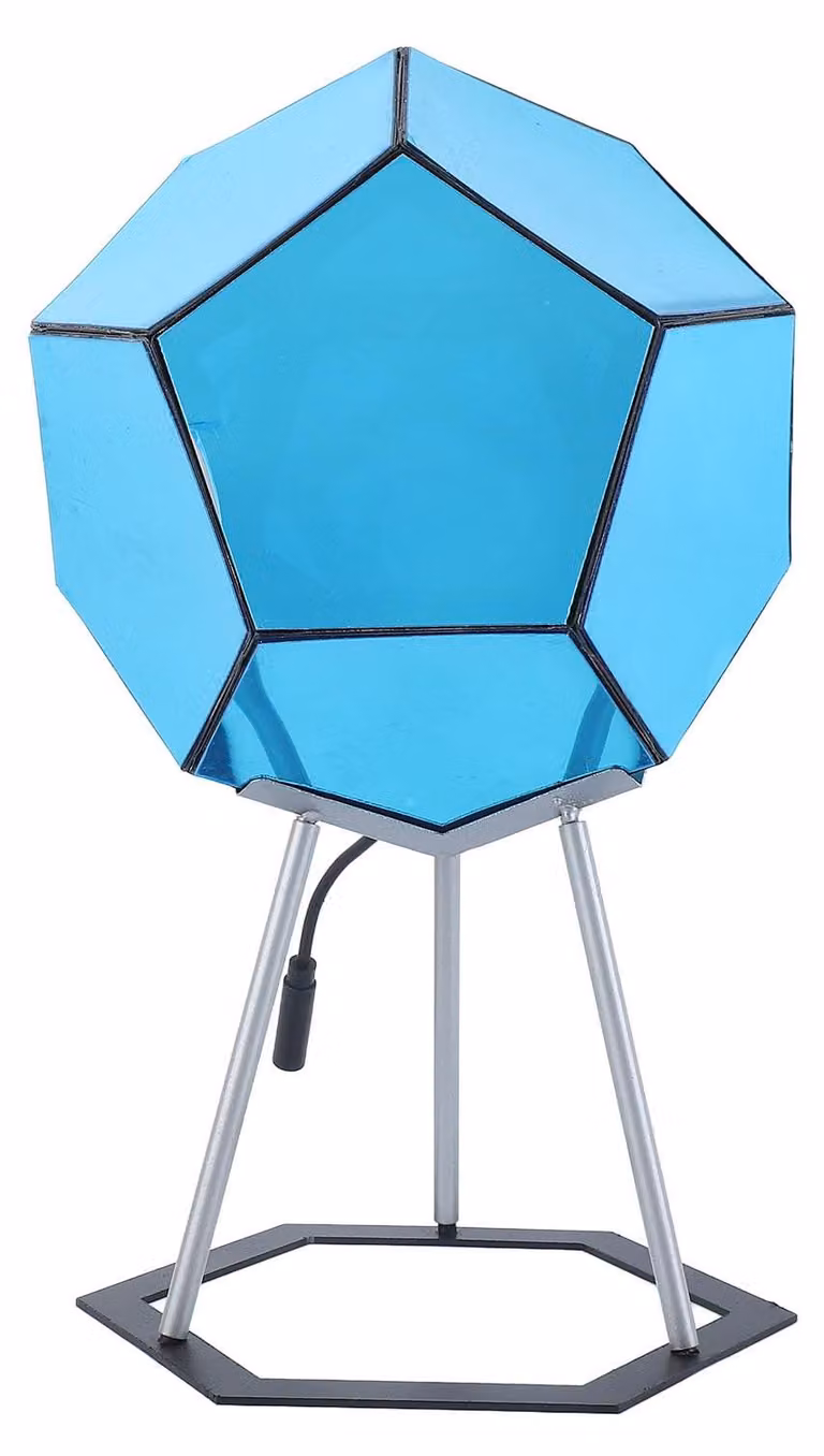 Lampada da scrivania LED RGBW con 7 colori, forma dodecaedrica, altezza 20 cm, realizzata in plastica