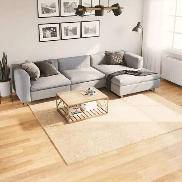 Tappeto Quadrato Moderno vidaXL in Poliestere Beige Lavabile e Antiscivolo L 240 x P 240 cm