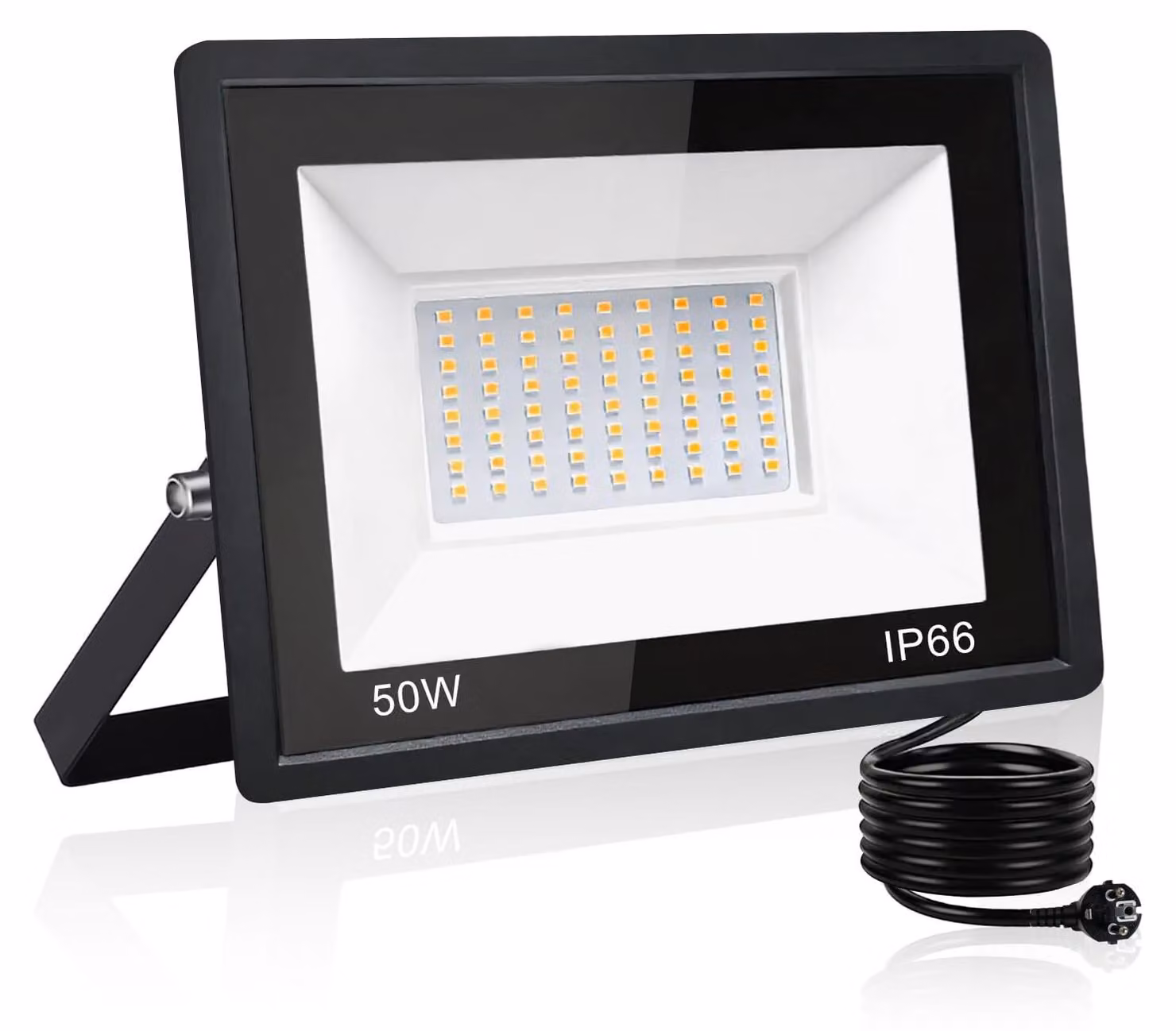 Faretto LED da esterno, 50 W, luce bianco caldo, grado di protezione IP66, 5500 lumen, angolo di illuminazione di 120°