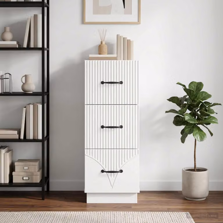 Carrello mobile con cassetti vidaXL in legno MDF bianco con ruote L/P/H: 33 x 34,5 x 87 cm