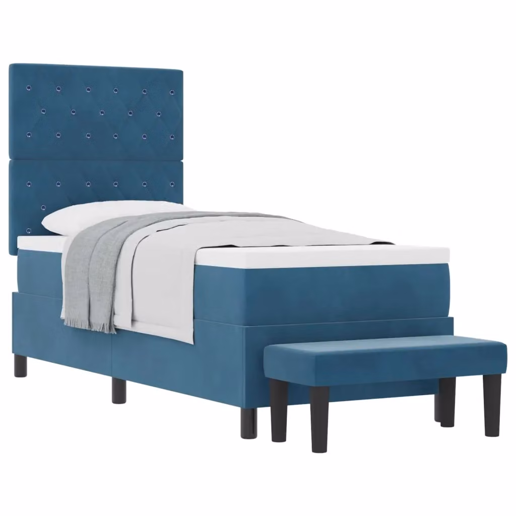 Letto moderno con struttura imbottita in velluto blu vidaXL L: 200 cm, P: 80 cm – 2