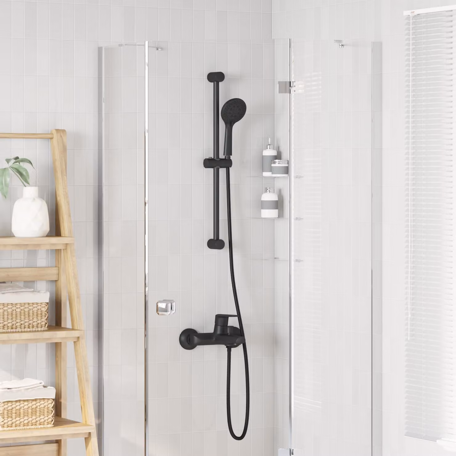 Set di Sistema Doccia vidaXL in Acciaio Inox Nero Opaco con Colonna Rigida e Funzioni Mist e Jet, Larghezza: 70 cm