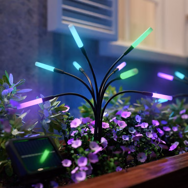 Lampade da giardino solari, confezione da 2, design a forma di lucciole, grado di protezione IP65, con telecomando