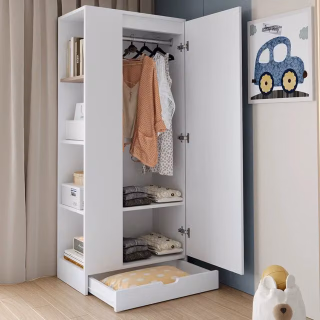 Armadio con ante e cassetti ¨C Minimal ¨C Bianco legno 70x40x170cm