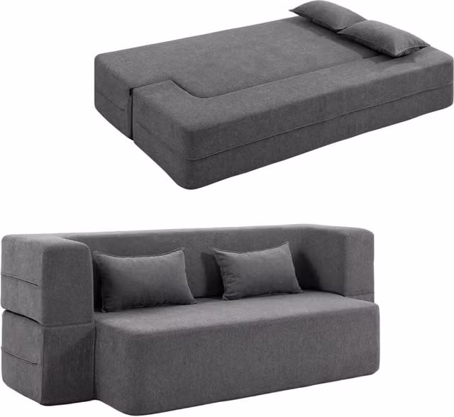 Divano letto 2 posti in chenille ¨C Zephmum ¨C Grigio