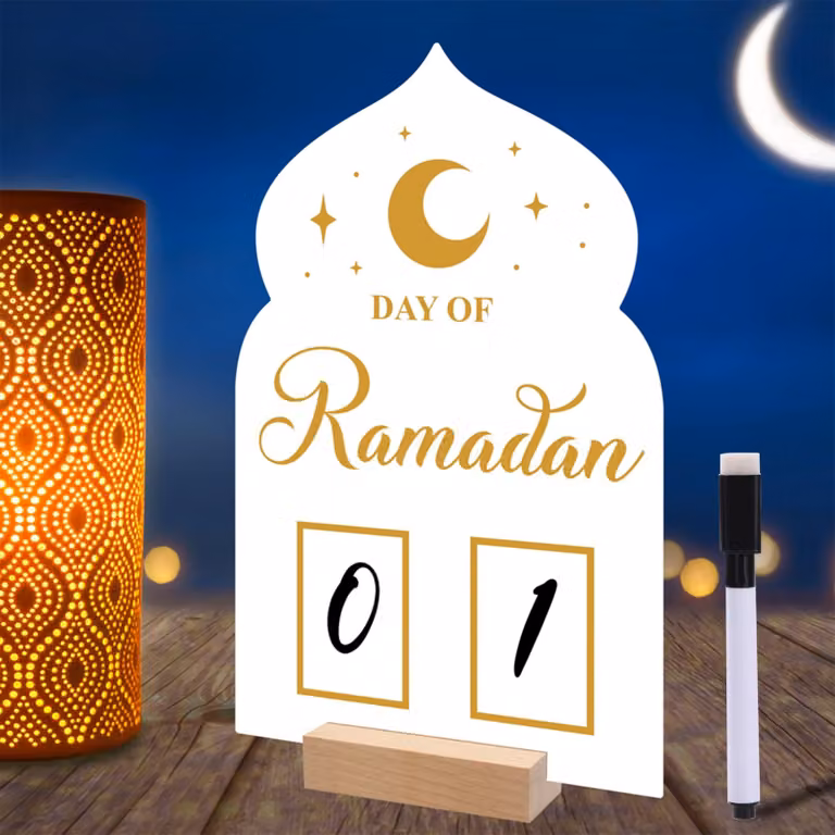 Calendario dell'Avvento di Ramadan in acrilico, 30 giorni, decorazione per il conto alla rovescia dell'Eid