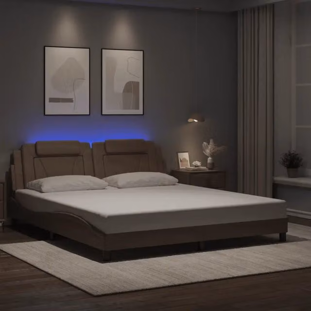 Letto contenitore Viana vidaXL con illuminazione LED e porta USB, colore cappuccino, L/P: 180 x 200 cm – 1