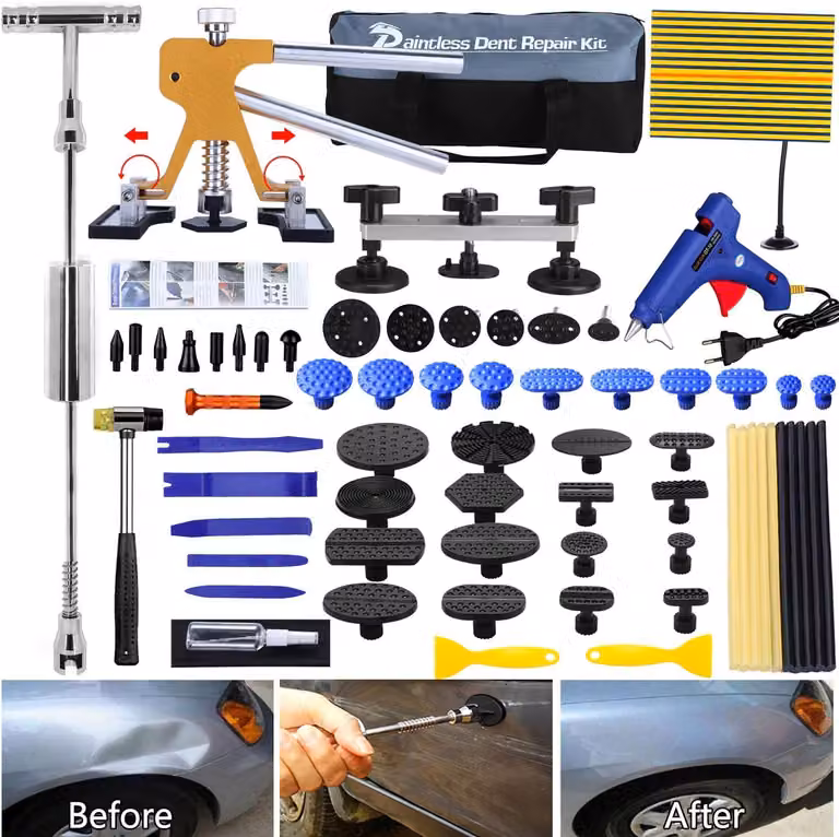 Kit di riparazione per ammaccature auto, 67 pezzi, con larghezza regolabile, per la riparazione di veicoli