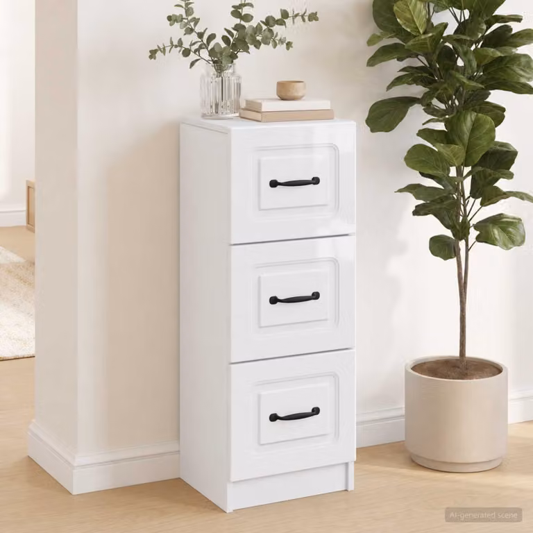 Mobile con cassetti vidaXL Bianco Lucido L: 33 cm, P: 34,5 cm, H: 87 cm