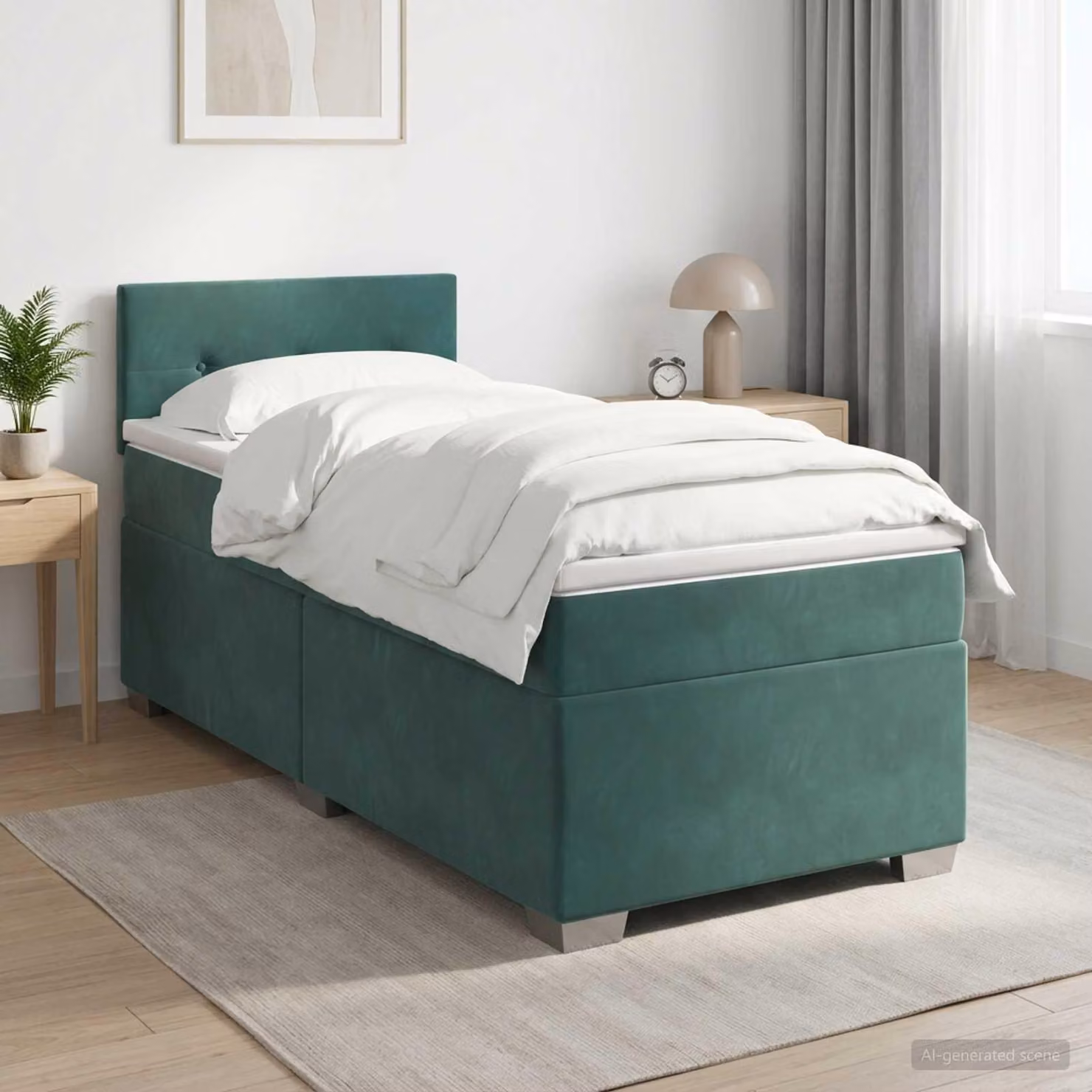 Maison Exclusive - Letto boxspring con materasso verde scuro 90 x 200 cm velluto