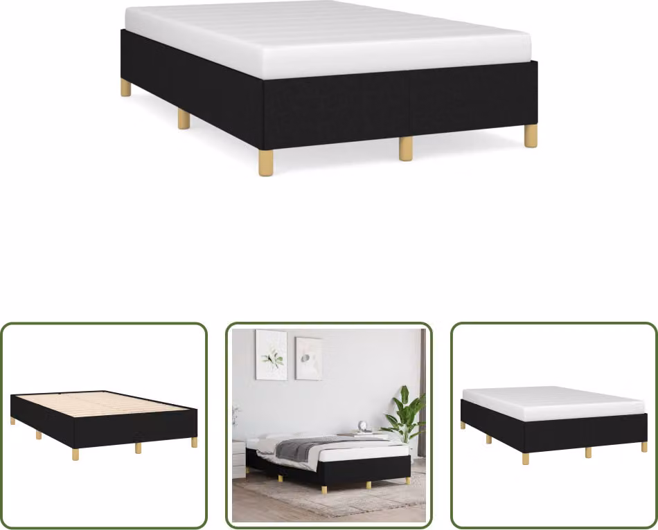 Struttura letto The Living Store in tessuto nero 120x190 cm