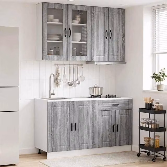 Unità Cucina PORTO 4 pz Sonoma grigio Legno ingegnerizzato 3438341