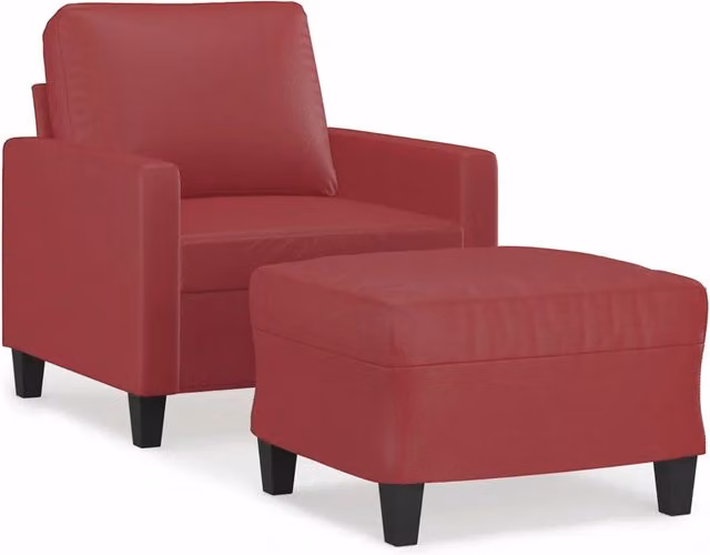 Poltrona | Sedia Relax con Poggiapiedi Rosso Vino 60 cm in Similpelle