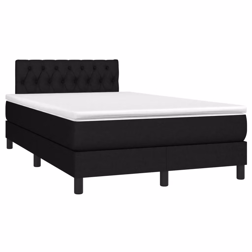 Letto Ibrido vidaXL con Materasso e Giroletto a Molle in Tessuto Nero e Bianco L/P/H: 120 x 200 cm – 2