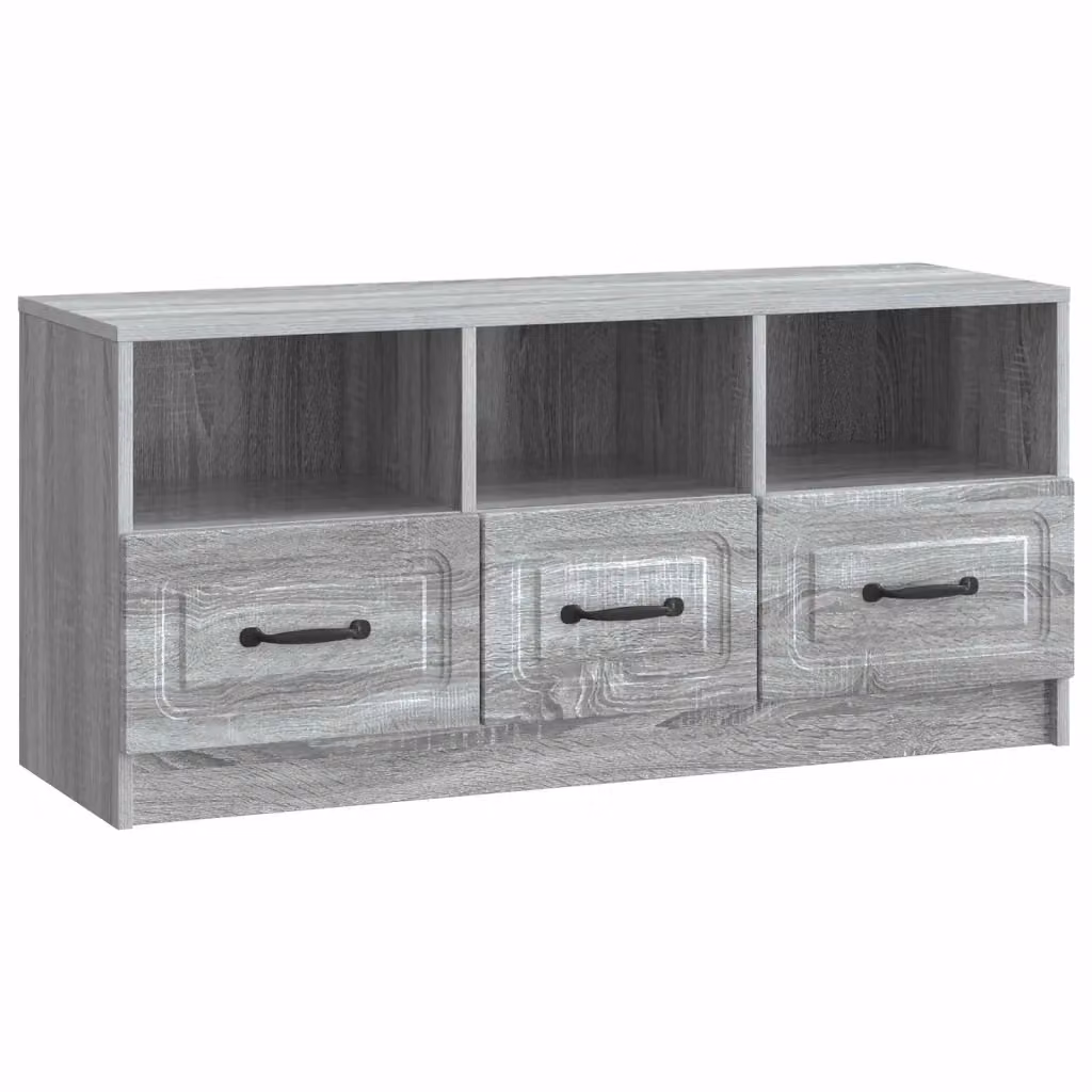 Mobile TV moderno DESIGN IN in legno e metallo grigio, L: 102 cm, P: 34,5 cm, H: 47 cm – 2