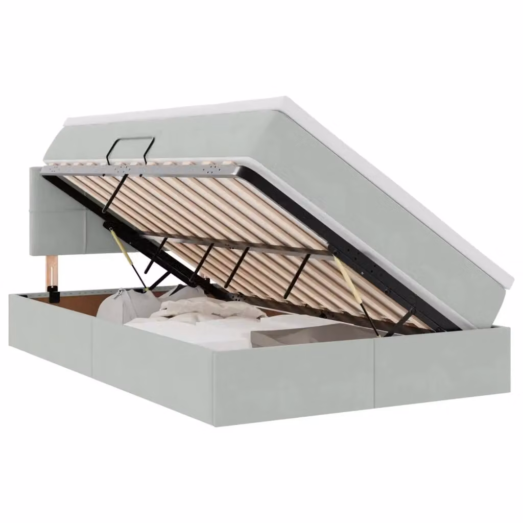 Letto con contenitore vidaXL in velluto grigio con illuminazione LED e porta USB, L/P/H: 200 x 120 x 88 cm – 2