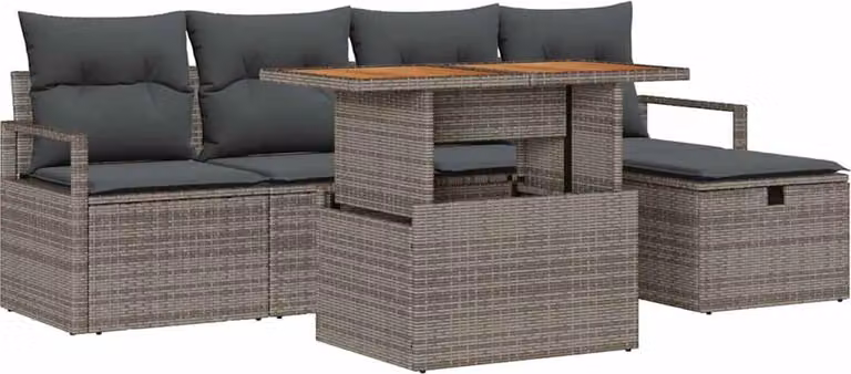Set Divano da Giardino 6 pcs Grigio polyrattan