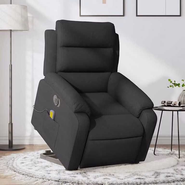 vidaXL Poltrona Alzapersona Elettrica con Massaggio Nera in Tessuto