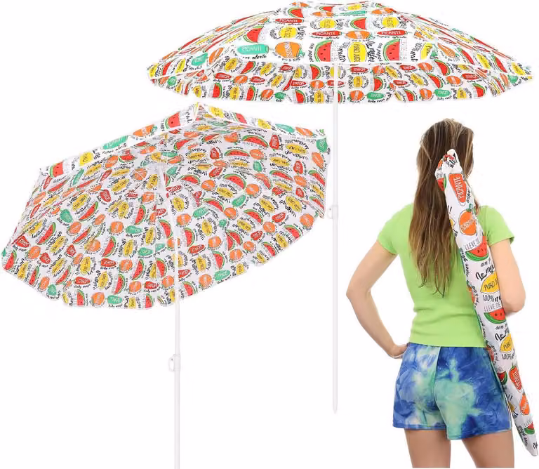 Ombrellone da spiaggia e da balcone 180 cm – Modello «Mix Fruit» – Protezione solare colorata per spiaggia e giardino