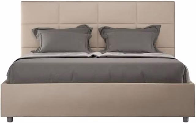 Letto matrimoniale contenitore imbottito 160x210 similpelle tortora Mika