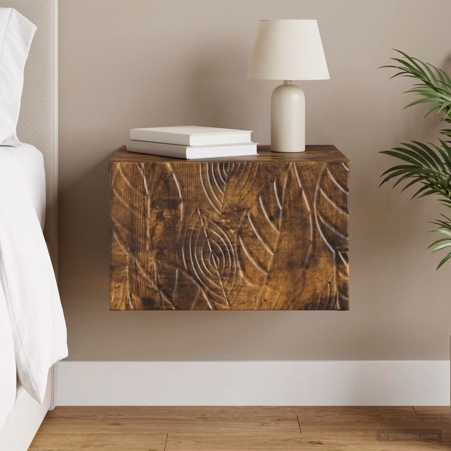 vidaXL Tavolino da Parete Laterale Moderno in Rovere Fumo, L 34,5 x P 33 x H 20 cm