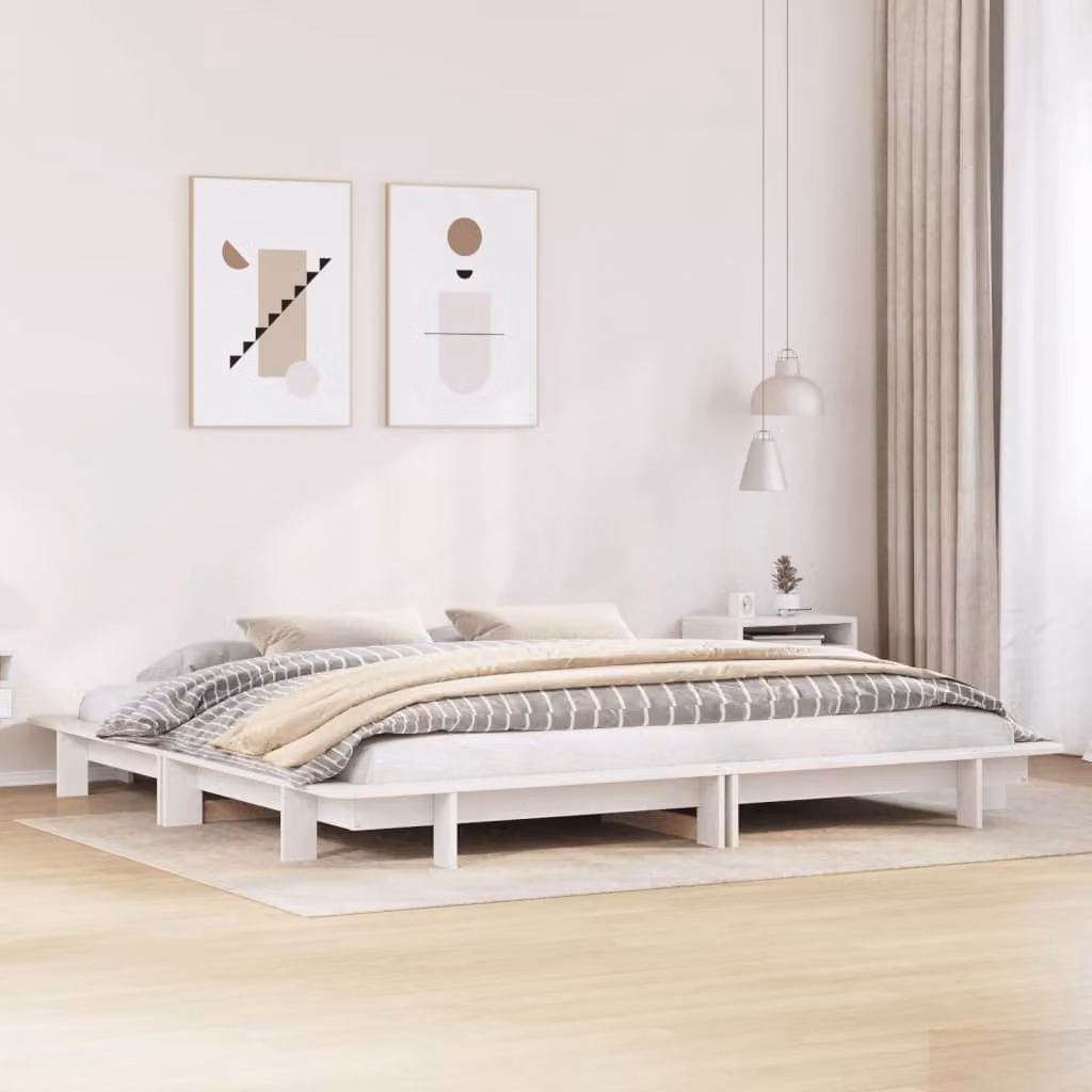 vidaXL Giroletto in legno massello di pino bianco con doghe rigide 200x200 cm