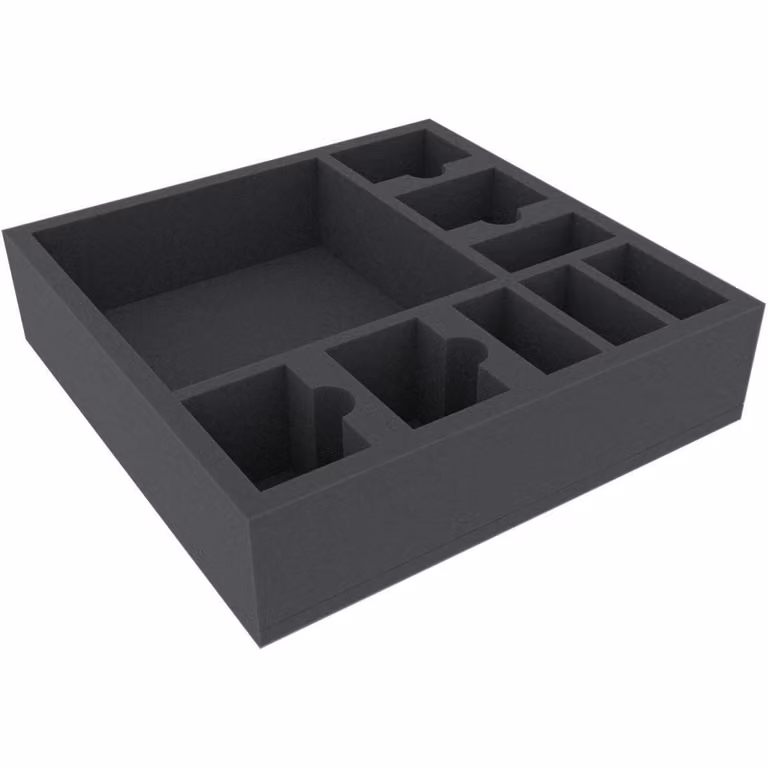 Inserto in schiuma 285×285×70 mm con 9 scomparti per giochi da tavolo
