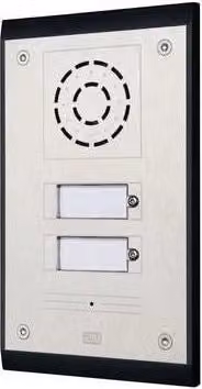 Citofono IP VoIP SIP 2N Helios IP Uni a incasso a parete con pannello in acciaio inox, colori nero e argento – 1