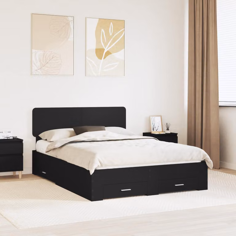 vidaXL Struttura del letto Nero 140 x 190 cm Legno ingegnerizzato