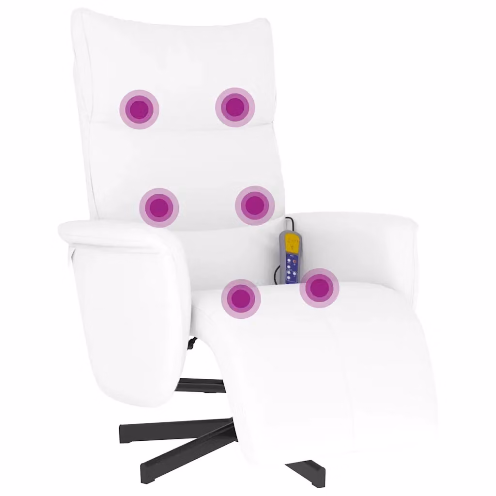 Poltrona Reclinabile Relax vidaXL in Similpelle Bianca con Poggiapiedi e Braccioli – 2