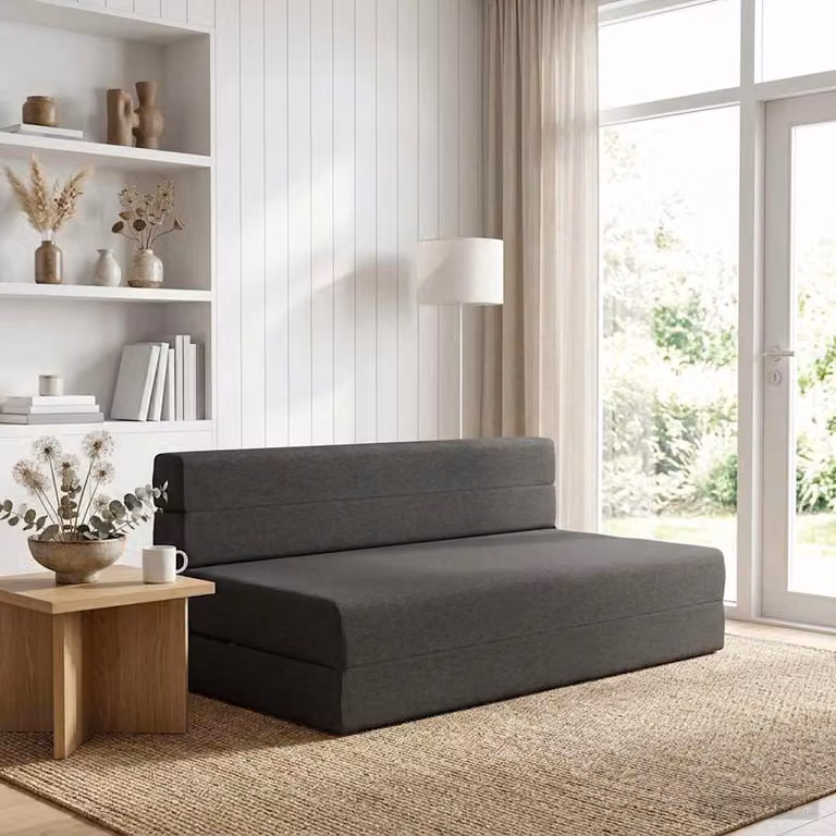 vidaXL Divano Letto Pieghevole Moderno in Tessuto Grigio L: 152 cm, P: 86,5 cm, H: 60 cm