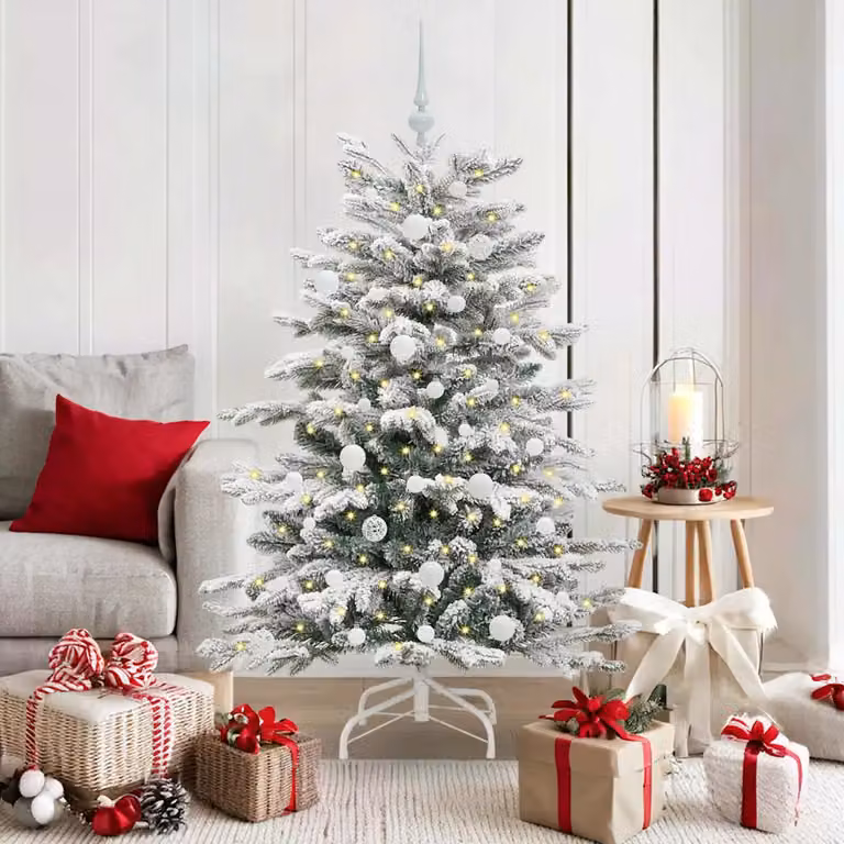 Albero di Natale Artificiale Moderno vidaXL Bianco con Luci LED Warm White, Altezza: 150 cm