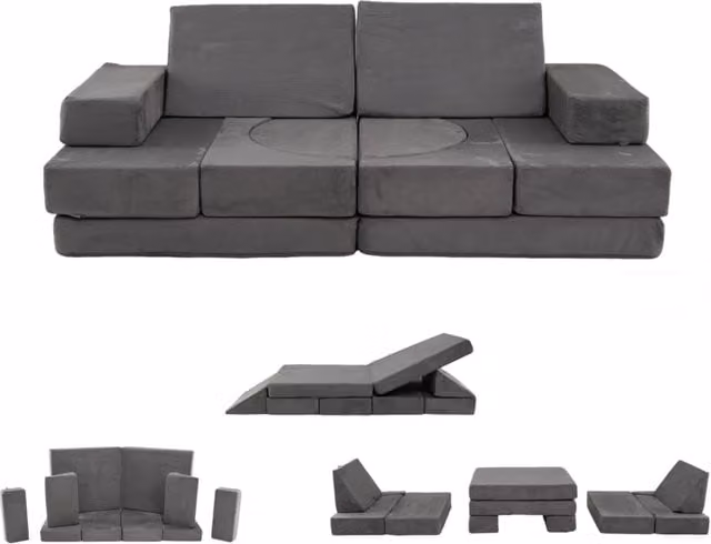 Divano modulare per bambini con coperture lavabili in lavatrice per soggiorno, Divano set da gioco in schiuma per arrampicata-Divani per bimbi