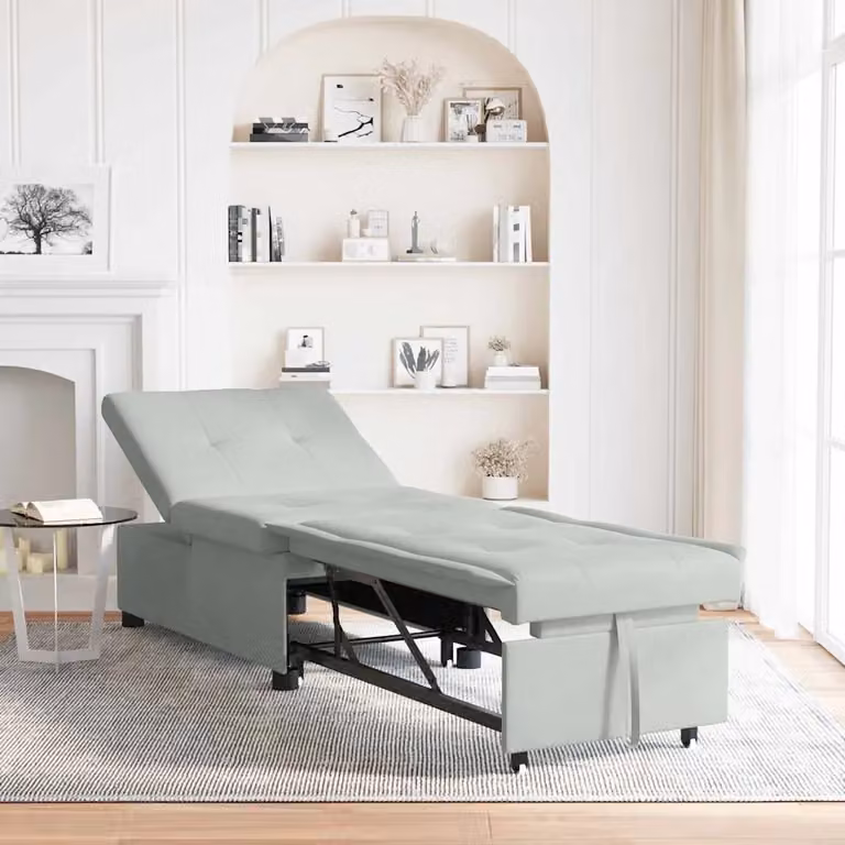 Divano letto vidaXL in velluto grigio per il tuo soggiorno L: 194 cm, P: 67 cm, H: 82 cm