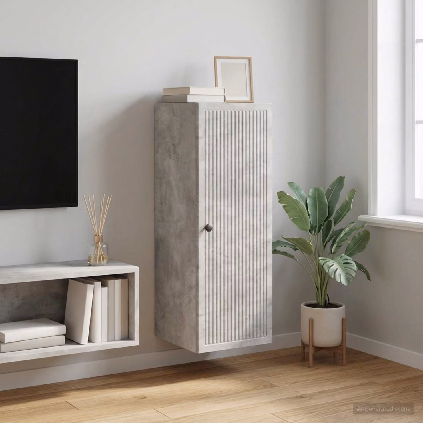 vidaXL Mobiletto a muro Grigio con ante a battente L/P/H: 33 x 34,5 x 90 cm