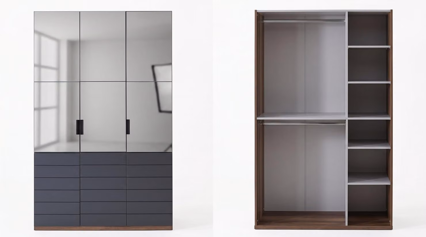 Armadio elegante, 3 ante, colore antracite, stile loft, moderno e funzionale