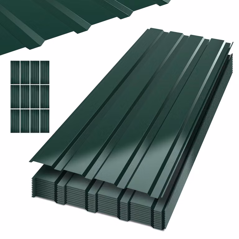 Ikodm, 12 fogli di lamiera profilata a onda, 115 x 45 cm, acciaio zincato, profilo a onda verde, pannelli per tetti, pensiline, capannoni da giardino