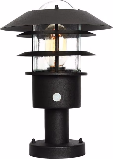 Paletto esterno con sensore PIR nero E27 60W Helsingor Elstead