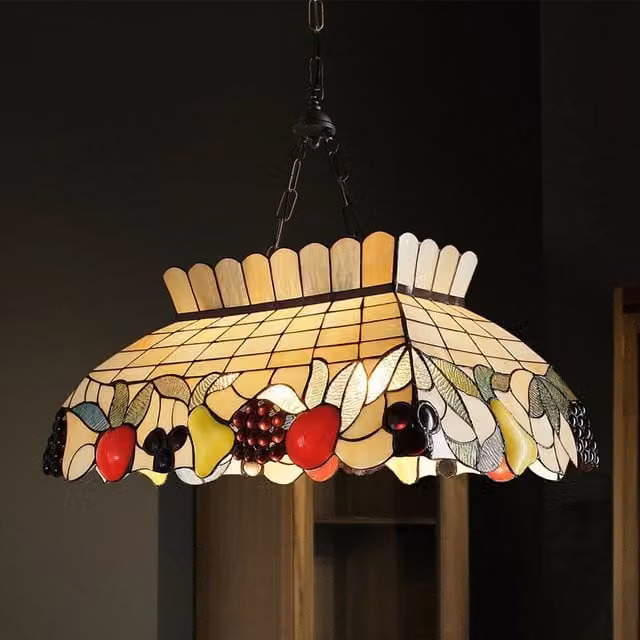 Lampadario Tiffany Vetro Multicolor 2 Luci E27 Piccolo