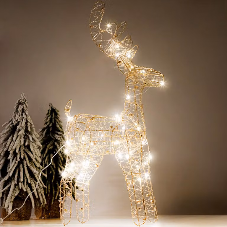 Renna CLOE oro illuminata 40 led 27x50cm HOMLA