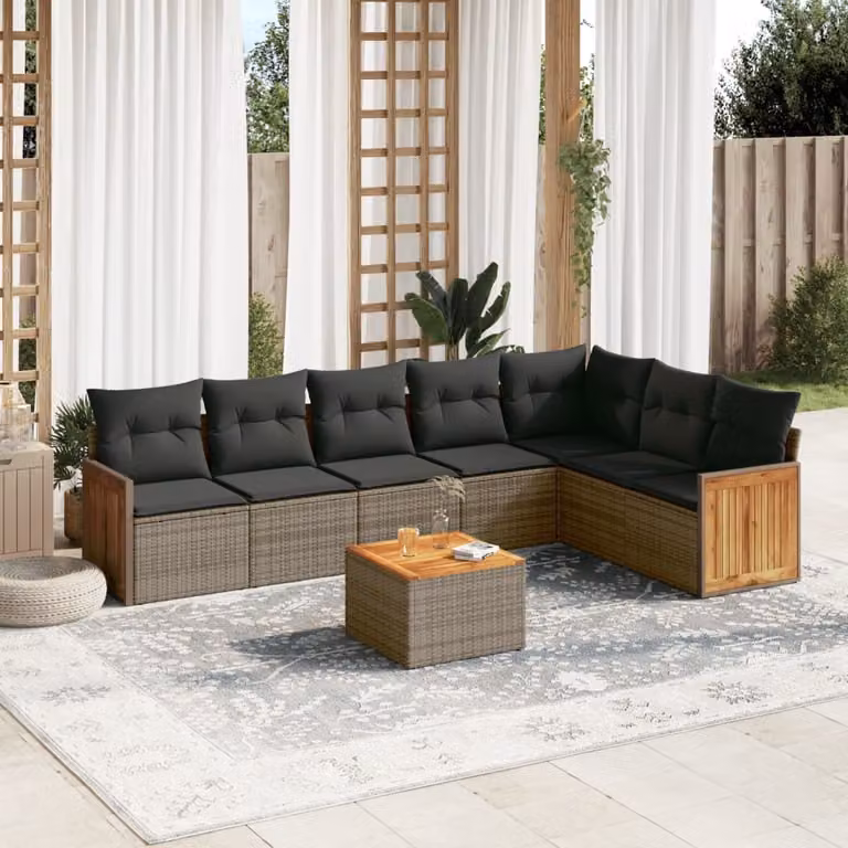 Maison Exclusive - Set Divano da Giardino 8 pz con Cuscini Grigio in Polyrattan