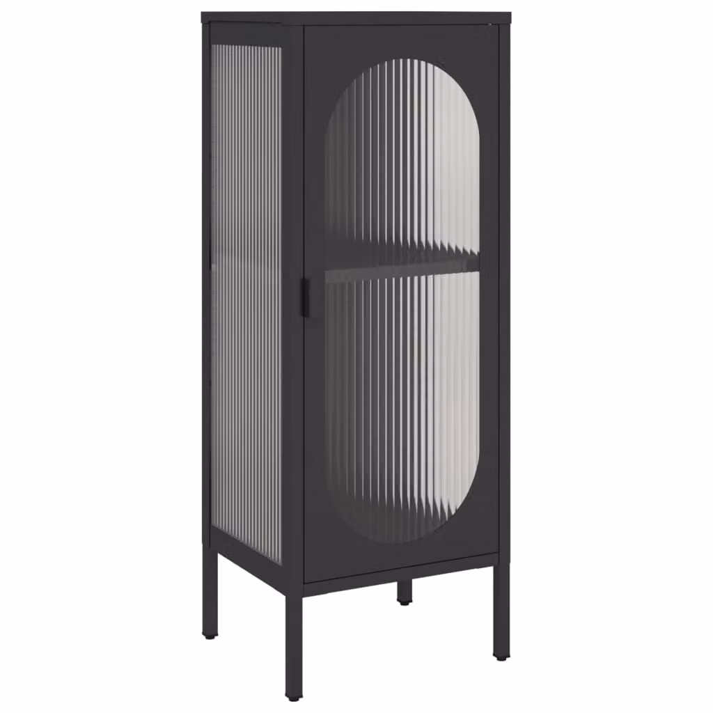 Credenza Nera 40x35x105 cm Vetro e Acciaio
